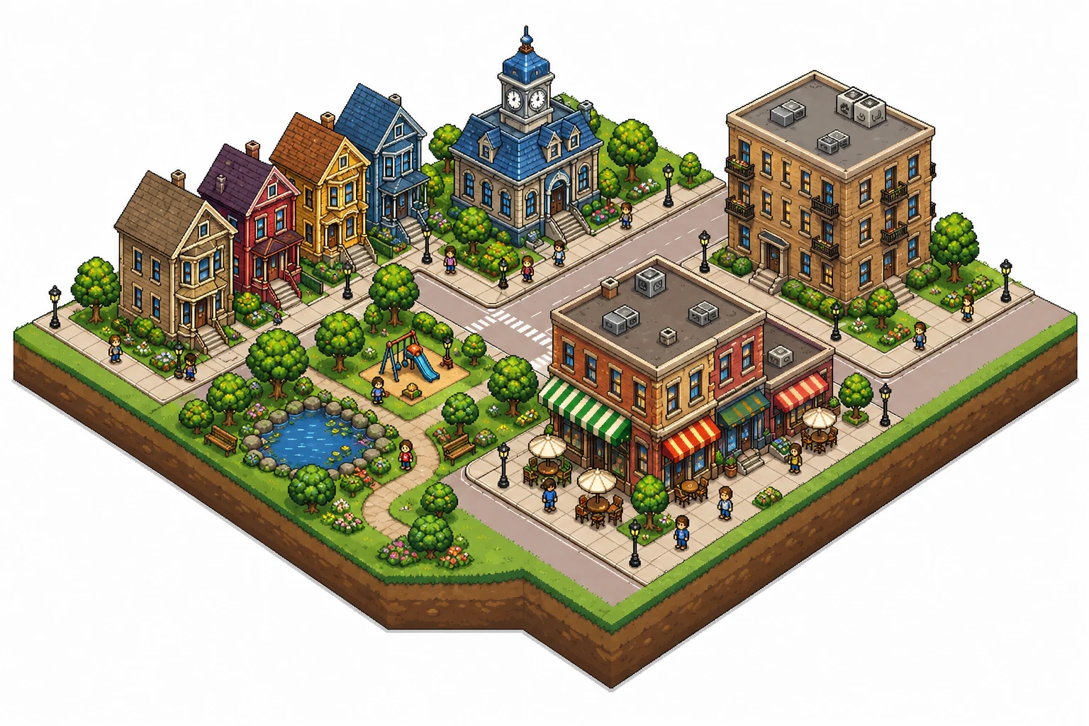 Illustrated neighborhood diorama