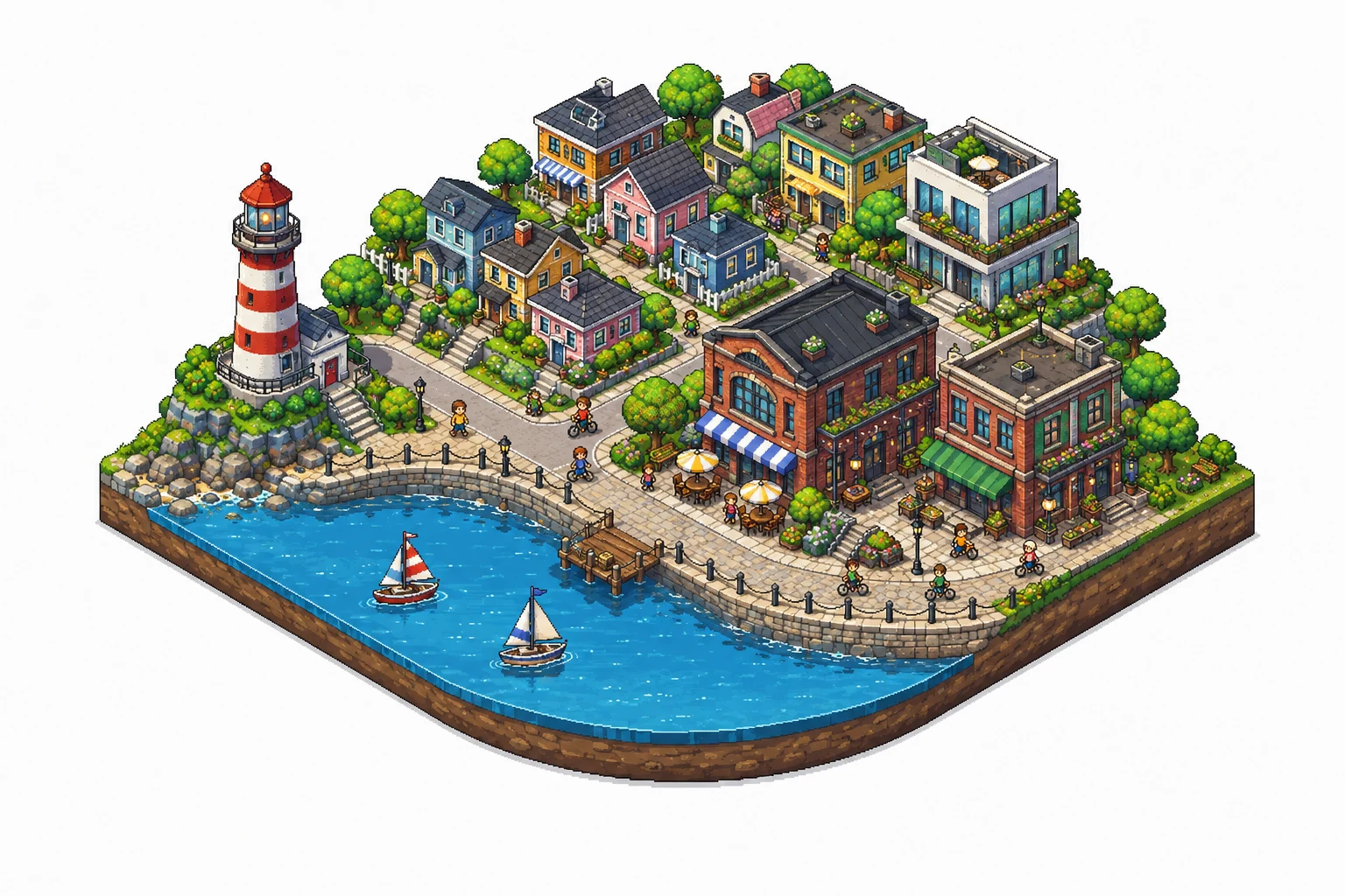 Illustrated neighborhood diorama